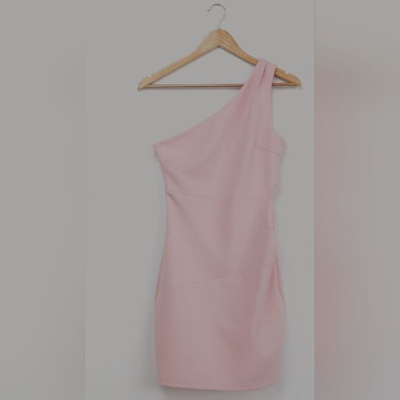 Lulu’s What About Tonight Light Pink One-Shoulder Bodycon Mini Dress size XL - Picture 3 of 7